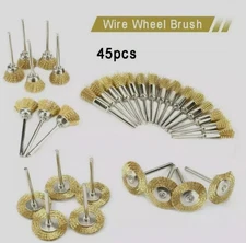 45PCS Brass Wire Wheel Polishing Mix Brush Set for Dremel Rotary Tool Shank