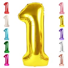 1 Balloon Numbers Birthday Decorations, 40In Gold Balloons for Men Women