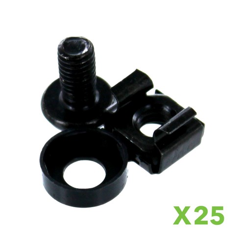 25 Stück Lot-M6 Rack Mount Käfig Muttern & Schrauben mit Unterlegscheiben-Vierkant Clips Server