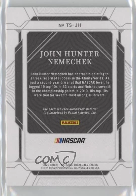 2022 National Treasures Trackside Swatches Holo Silver /25 John Hunter Nemechek - Image 2 of 2