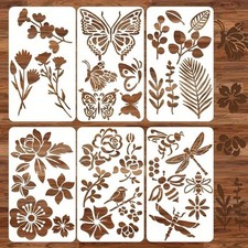 6pcs Butterfly & Flower Plastic Stencils – DIY Scrapbooking & Painting
