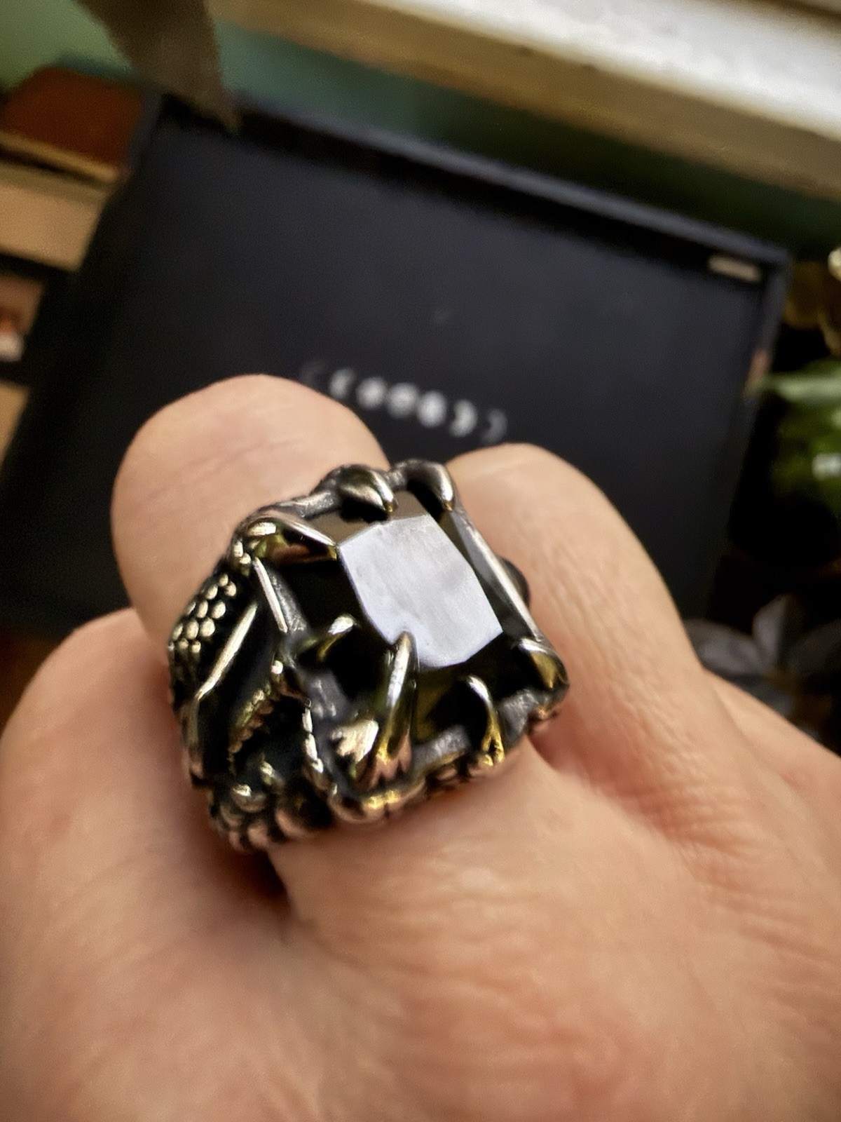 Dragon Claw Obsidian Statement Ring Size 7 Stainl… - image 5
