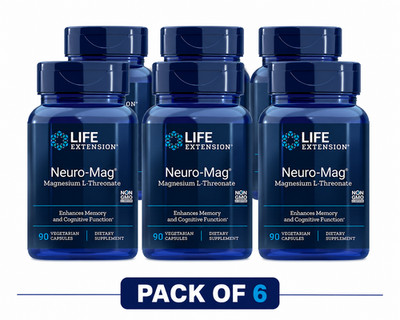 Life Extension Neuro Mag Magnesium L Threonate 2000 Mg Magtein 90 Cap Pack of 6