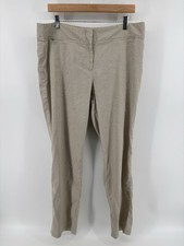 Eileen Fisher Linen Blend Pants Italian Fabric Zippered Pockets Sz L High Rise