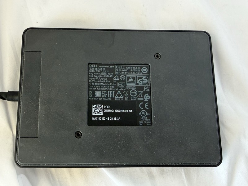 Dell WD15 K17A USB-C Docking Station K17A001 Parts/Not Working
