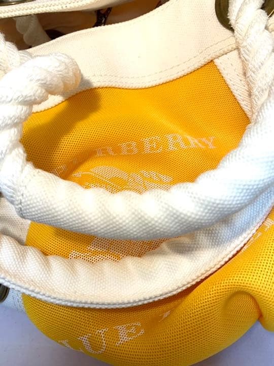 Burberry Blue Label Tote Bag Yellow Canvas Rope Handle Rare Design Japan New thumbnail 20