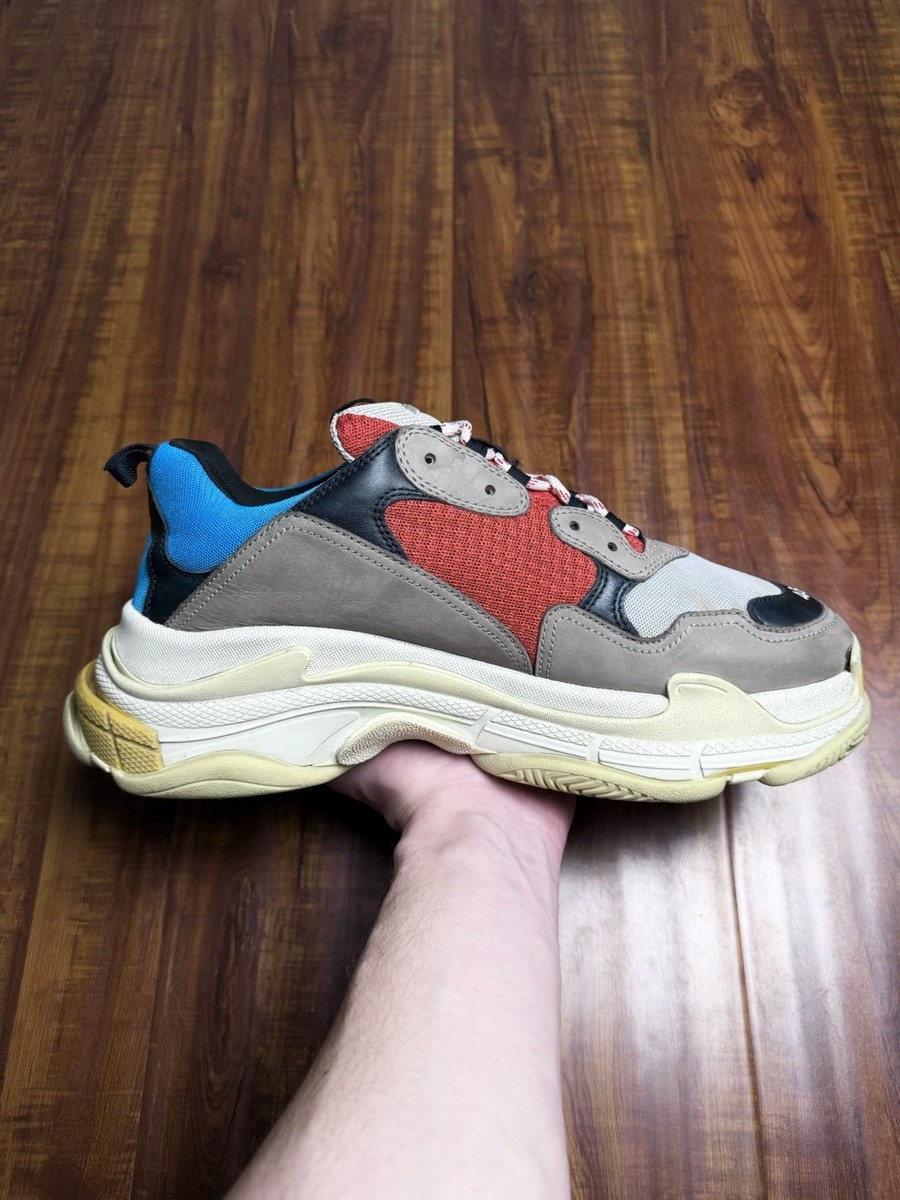 Balenciaga Triple S Chunky Blue Red Grey Black Mens Sneakers