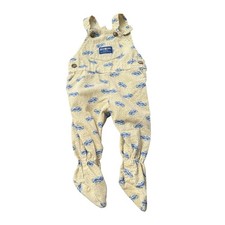 VTG 80s OSH-KOSH B'GOSH VESTBAK CAR CORDUROY BABY OVERALLS YELLOW 6-9 MOS 29