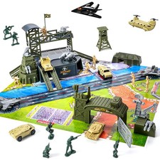 47 Pieces Military Base Set, Army Men Playset with Vehicles Accessories,Soldi...