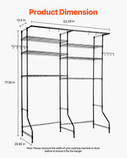 Over The Washer and Dryer Storage Shelf - 6 Tier Laundry Room Drying Rack with H