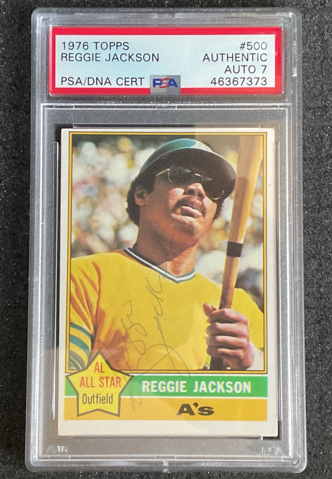 1976 Topps Baseball #500 REGGIE JACKSON PSA/DNA AUTHENTIC AUTOGRAPH - AUTO 7