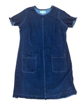 TWO By Vince Camuto Dark Denim Released Hem Shift Dress 1X Spring Summer