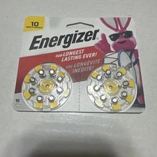 NEW 16 Energizer Size 10 Zinc Air Hearing Aid Batteries AZ10DP-16 EXP 04-26-2027
