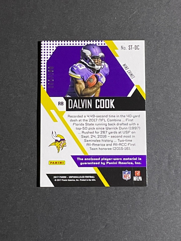 2017 Panini Unparalleled Dalvin Cook Dual Rookie Patch Card #ST-DC | eBay