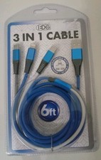 New 6FT 3-in-1 charging cable compatible w various devices Iphone/Ipad/USB-C/A