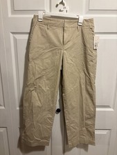 A New Day Women's Size 8 High Rise Pleat Front Ankle Chino Pants Beige