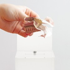 Acrylic Clear Donation Box Reusable Suggestion Box for Home Fundraising