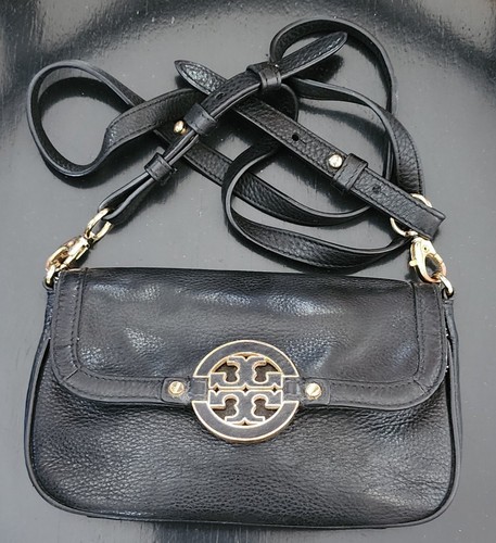 Tory Burch Amanda Crossbody Bag Black Leather Logo Gold Hardware Small - Bild 3 von 11