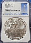 2021 Heraldic Eagle Silver Dollar T-1 MS70 FDOI NGC