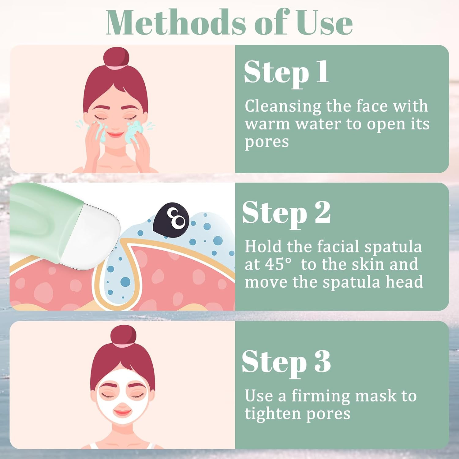 2 Pcs Black Head Remover for Face Tool Skin Scrubber Face Spatula Silicone Black