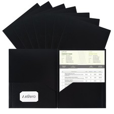 Two Pocket Plastic File Folders Heavy Duty Black 7 Pack