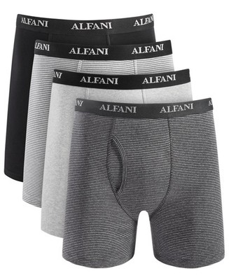 Alfani Men's 4-Pk. Moisture-Wicking Cotton Boxer Briefs Grey Black Combo XL