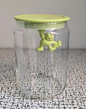 Alessi Gianni Medium Glass Hanging Man Storage Jar 15cm Bright Lime Green Retro