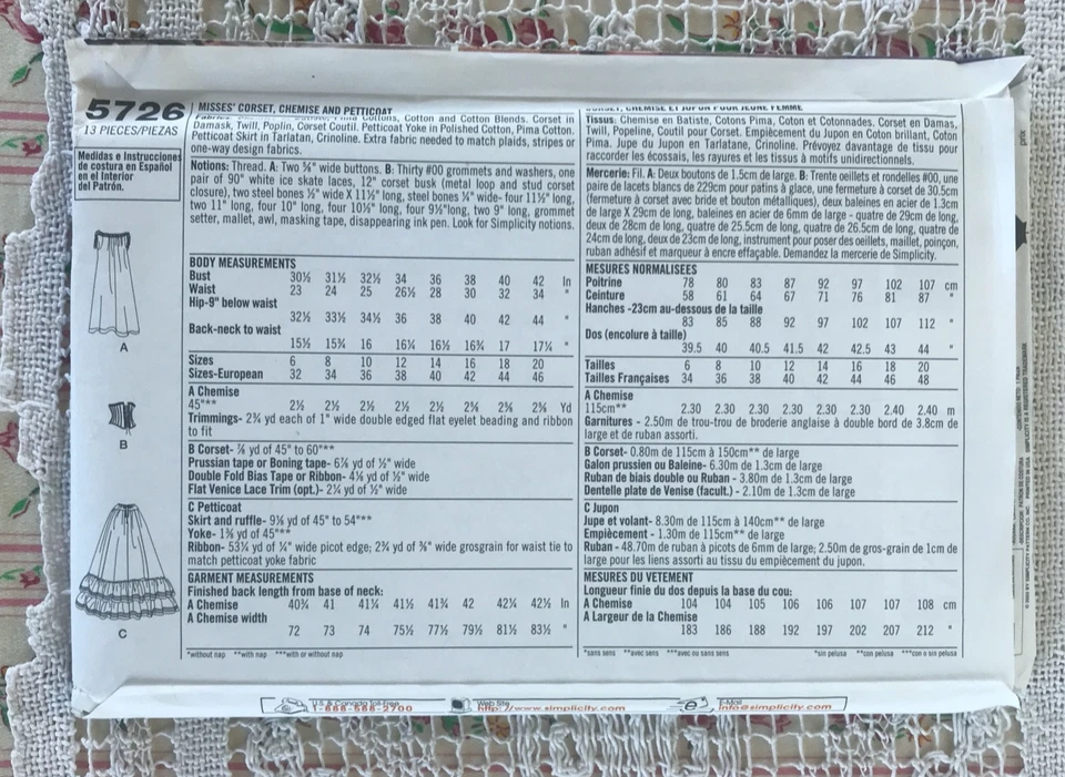 Simplicity Pattern 5726 Gone with the wind Costume Collection Historical Uncut - Image 3 of 4