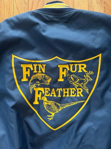 Fin Fur Feather Club USA Quilted Lined Varsity Bomber Jacket - Picture 12 of 16
