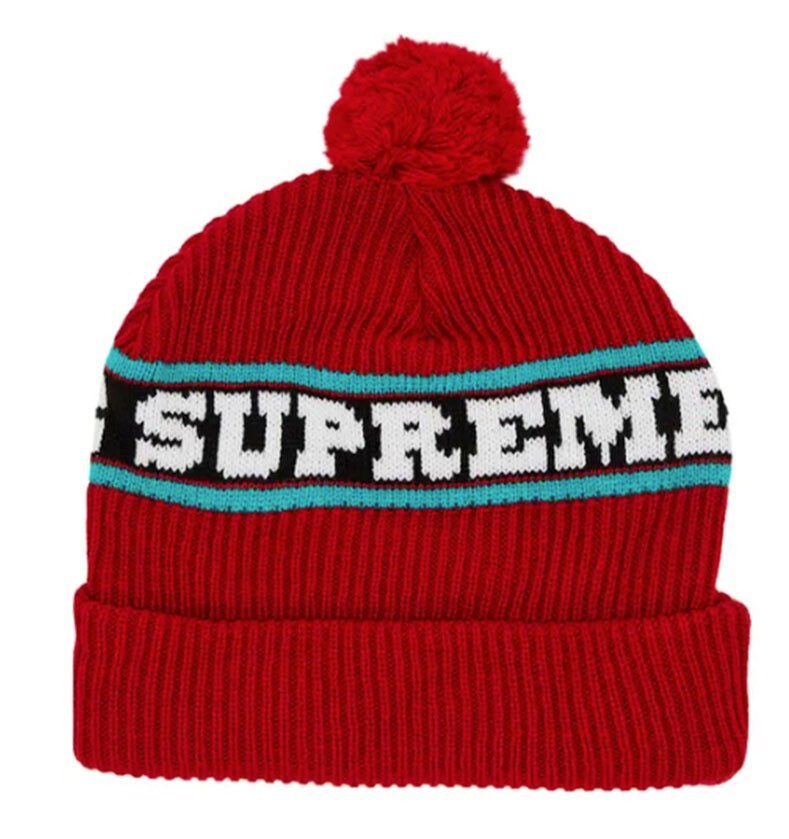Supreme Big Stripe Beanie Black Natural Navy Red Size