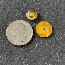 Vintage Men's Engraved Hexagon Purple Stone Gold Tone Tie Tack Pin B48819