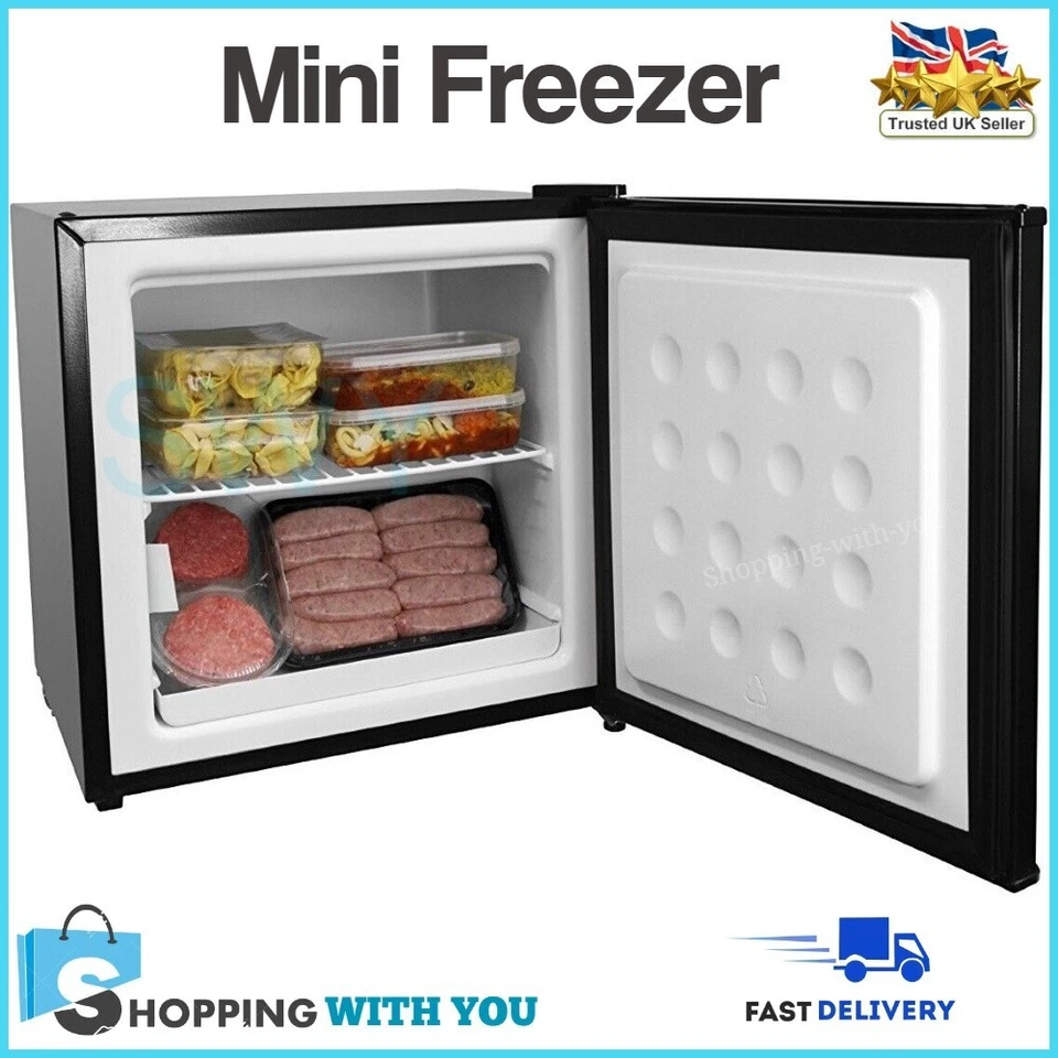 Kleine schwarze Mini Tiefkühlschrank kompakte Arbeitsplatte Tischplatte 32L 42db