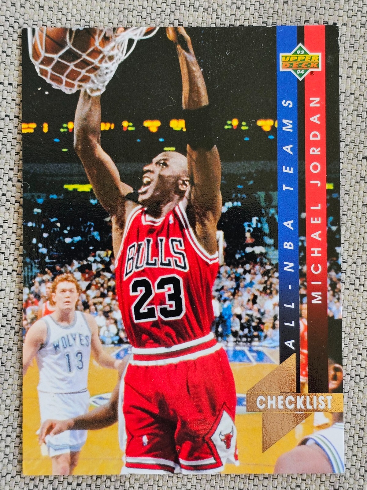 MICHAEL JORDAN 1993-94 UPPER DECK ALL-NBA CHECKLIST BASKETBALL INSERT CARD #AN15