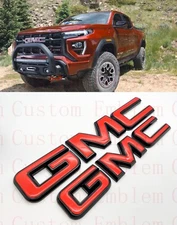 Front & Rear GMC Red Black OVERLAY Emblem Badge Fit 2021 -2022 GMC Canyon