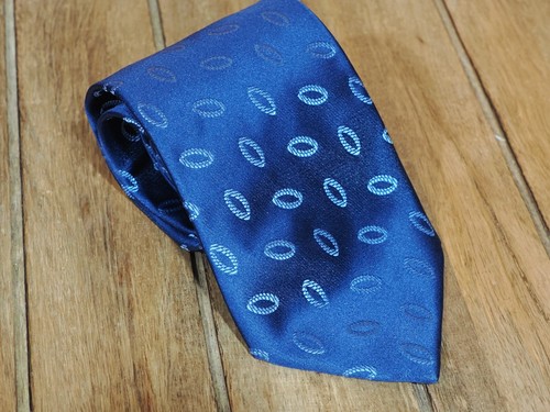 Ermenengildo Zegna skurrile geometrische ovale blaue Seidenkrawatte hergestellt in Italien - Bild 1 von 3