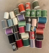 33 Vintage Sewing Thread Spools Multi Colors Polyester TRU-SEW Most Unused