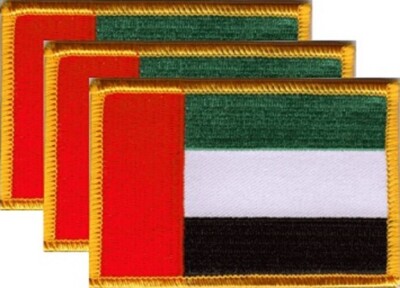 Pack of 3 Country Flag Patches 3.50'' x 2.25'', Three International Sew or Iron On