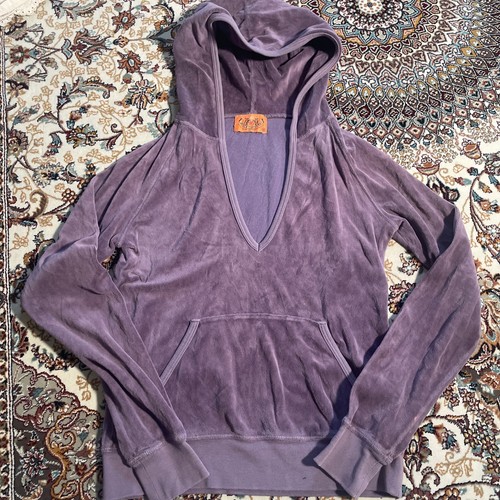 Juicy Couture Adult Small Purple Pullover Hoodie Sweater Orange Label Faded * - Picture 2 of 14