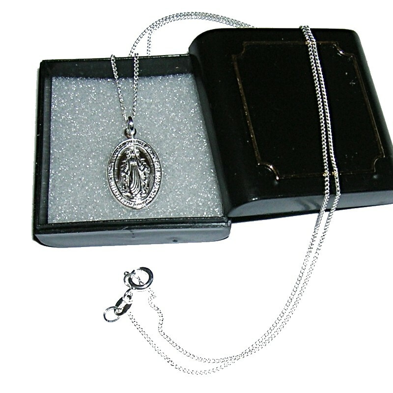 Imagen 2 - COLGANTE MEDALLA PLATA de LEY VIRGEN LA MILAGROSA 20x12 mm +Cadena Plata 925