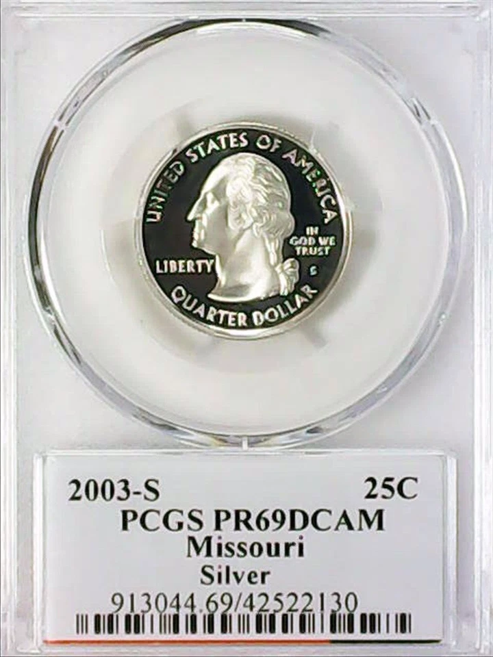 2003-S 25C State Quarter Missouri PCGS PR69 DCAM 90% Silver 22llll0625 - Image 2 of 4