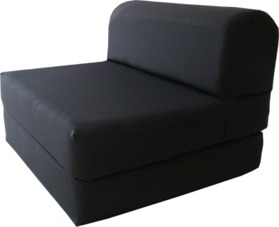 Black Sleeper Chair Folding Foam Beds, Portable Studio Guest Bed 6 x 48 x 72