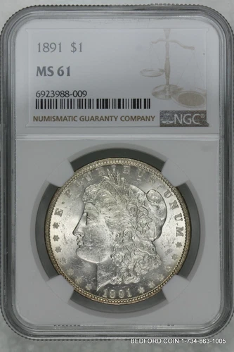 NGC MS61 1891 MORGAN SILVER DOLLAR $1  (BC09)