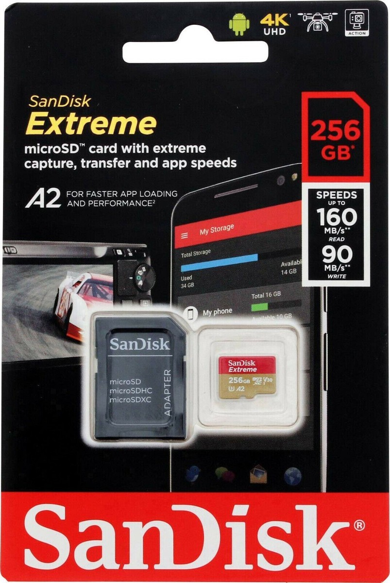 SanDisk Extreme 256GB Micro SD V30 microSDXC Memory Card