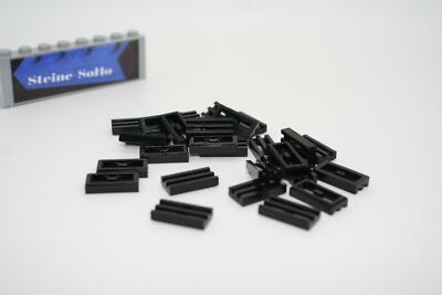 Lego (c) 25 x Fliesen Gitter - 1x2 - schwarz - 2412b - Gitterfliese