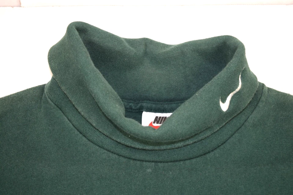 Camisa Nike Vintage Cuello Alto Talla S/M Años 90 Verde Bordado Swoosh Hecha en EE. UU. Foto 2 de 4
