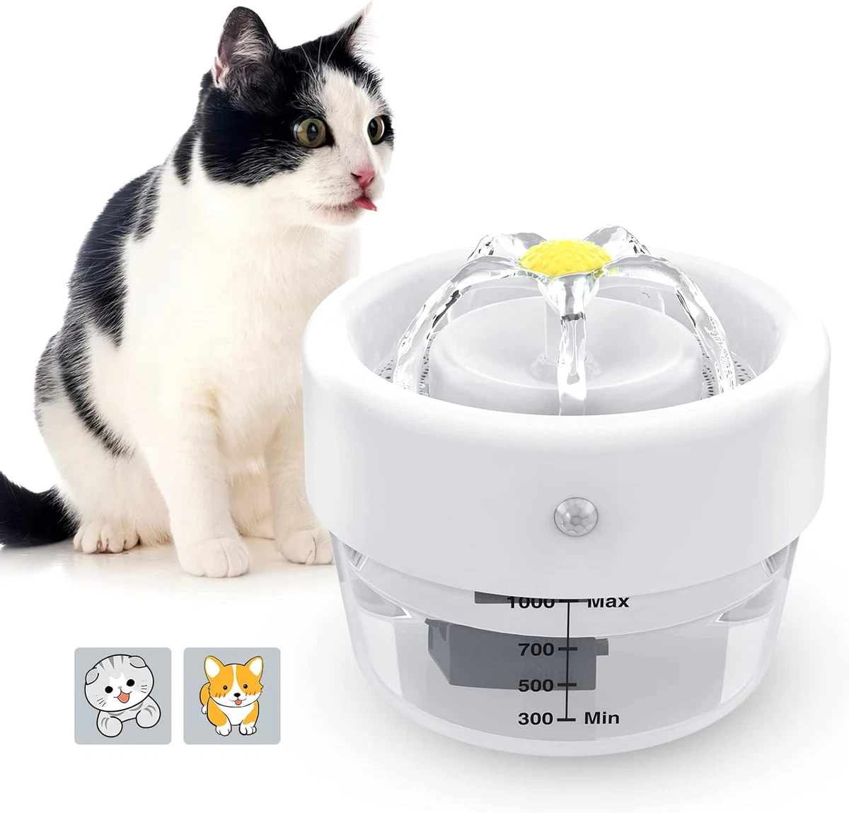 HZK Cat Water Fountain with Motion Sensor Automatic Pet Water Fountain with for