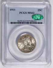 1911 Barber Quarter 25c - NGC MS62 CAC