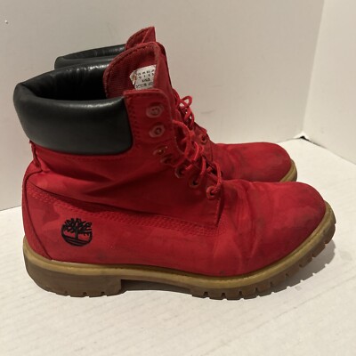TIMBERLAND Mens Red Camo Valentines Premium Hiking Boots A15LB