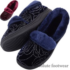 Ladies Womens Slip On Winter Slipper Indoor Shoes with Faux Fur Inner Sparkle