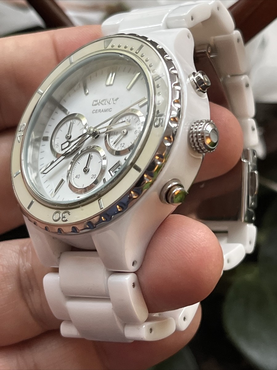 DKNY NY8187 Women Ladies Round Chronograph White Ceramic